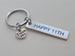 Stainless Steel Tag Keychain Engraved with Happy 11th, with I Love You Charm by Jewelry Everyday