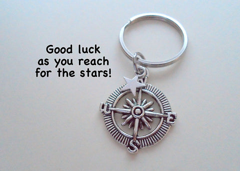 Star & Compass Keychain - Good Luck as You Reach for the Stars, Graduation Gift by Jewelry Everyday