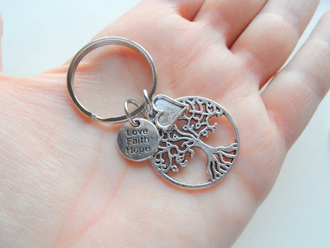 Tree, Heart, Love Faith Hope Charm Keychain, Religious Keychain, Christian Keychain, Belief Keychain by Jewelry Everyday