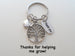 Teacher Appreciation Gift - "Thank You" Tag, Tree, & Apple Charm Keychain with "Thanks for helping me grow!" Card by Jewelry Everyday