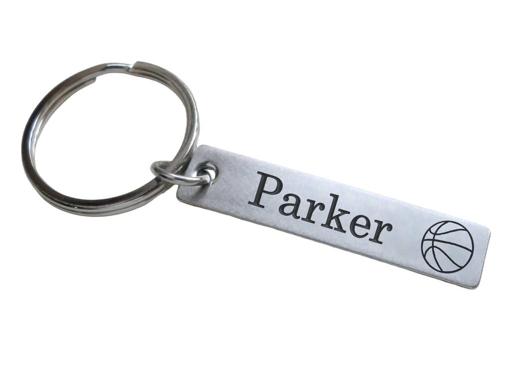 Custom Engraved Tag Keychain with Text and Basketball Image, For Graduate, Team Player or Coach