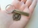 8 Year Anniversary Gift - Bronze Open Metal Compass With Engraved "Lost Without You" Tag Keychain by Jewelry Everyday
