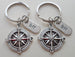 Double BFF Compass Keychains - I'd Be Lost Without You; Best Friends Keychain Gift by Jewelry Everyday