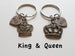 Bronze King and Queen Crown Keychain Set - King & Queen; Couples Keychain Set by Jewelry Everyday