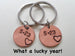Anniversary Gift • Personalized Double Penny Keychain Set Hand Stamped with Custom Initials & Heart Around The Year, Options for Adding a Date