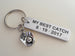 "My Best Catch" Engraved on Aluminum Tag Keychain and Baseball Mitt Charm Keychain; Couples Keychain, Personalized Option by Jewelry Everyday