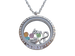 Personalized Large Crystal Edge Circle Floating Locket Necklace for Mother or Grandma - by Jewelry Everyday
