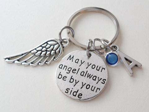 May Your Angel Always Be By Your Side Keychain with Wing Charm, Add-on Charm Options by Jewelry Everyday