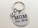 Mom Est. Disc Keychain Custom Engraved; Mother's Keychain