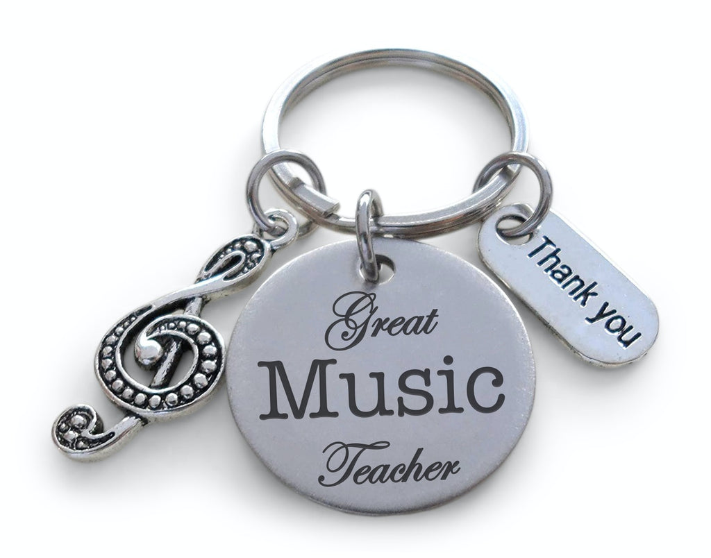 Great Music Teacher Keychain, Musician Keychain Gift, Teacher Appreciation Gift, Gift for School Music Teacher, Thank You Gift