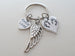 Twins Baby Feet Charm & Wing Charm Keychain with a Forever Loved Heart Charm, Twin Babies Loss Memorial Keychain by Jewelry Everyday