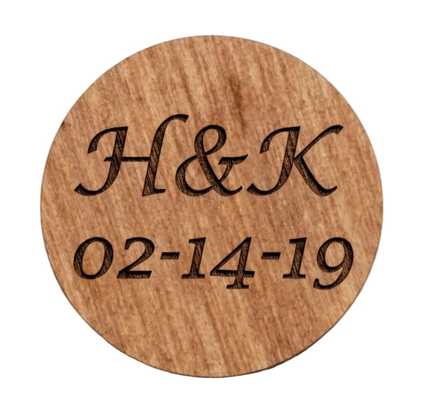 Custom Engraved Wood Magnet, Couples Anniversary or Wedding Day Gift