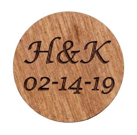 Custom Engraved Wood Magnet, Couples Anniversary or Wedding Day Gift