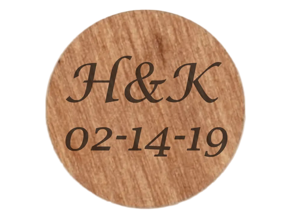 Custom Engraved Wood Magnet, Couples Anniversary or Wedding Day Gift