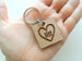 5 Year Anniversary Wood Keychain, 5 Tally Marks Heart Image Engraved by JewelryEveryday