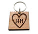 5 Year Anniversary Wood Keychain, 5 Tally Marks Heart Image Engraved by JewelryEveryday
