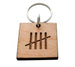 5 Year Anniversary Wood Keychain, 5 Tally Marks Engraved by JewelryEveryday