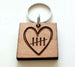5 Year Anniversary Wood Keychain, 5 Tally Marks Heart Image Engraved by JewelryEveryday
