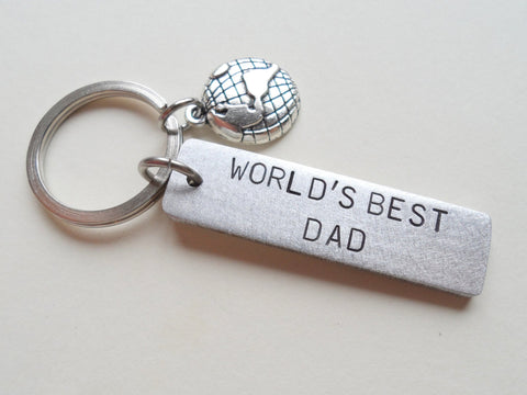 "World's Best Dad" Engraved Aluminum Tag Keychain; Father's Keychain by Jewelry Everyday