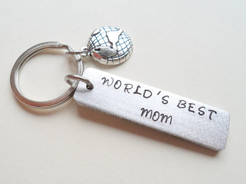 "World's Best Mom" Engraved Aluminum Tag Keychain; Mother's Keychain by Jewelry Everyday
