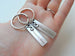 Couples Keychains Set, Infinity Charm and Engraved Steel Tag, Forever & Always, Always & Forever, Anniversary Keychains