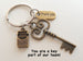 Bronze Key and Crayons Charm Keychain with Thank You Charm, School Teacher Appreciation Gift