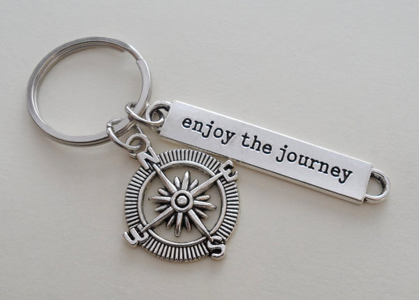 Graduation Gift • Compass & “Enjoy the Journey” charm keychain by Jewery Everyday