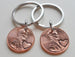 16 Year Anniversary Gift • Double Keychain Set 2006 Penny Keychains w/ Engraved Heart Around Year by Jewelry Everyday
