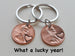 Personalized & Matching Couples Penny Keychains (Hand-Stamped) + I Love You Heart Charm