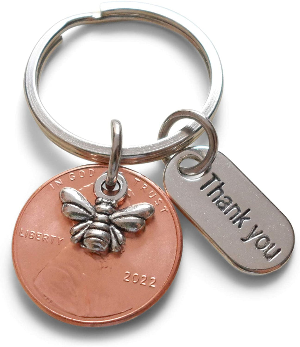 Thanks for "Bee"ing Such a Great Teacher, 2023 Penny Keychain With Bee Charm