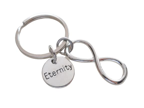 Infinity Charm Keychain with Eternity Disc Charm; Couples Keychain
