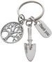 Small Tree, Shovel & Thank You Charm Keychain, Gardening Keychain Gift, Teacher Keychain - Thanks for Helping Me Grow