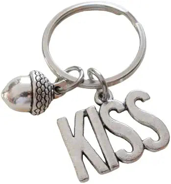 Acorn Keychain with Kiss Word Charm - Peter Pan's Kiss