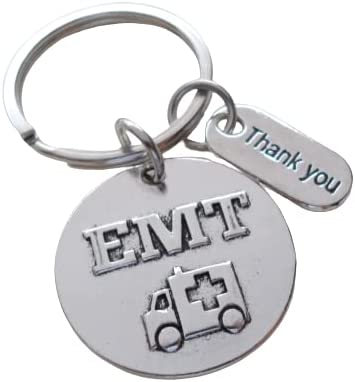 Emergency Medical Technician Keychain, EMT Gift Keychain With Thank You Charm