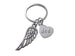 Father Memorial Keychain, Wing Charm and Dad Heart Charm; My Guardian Angel Keychain