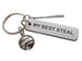 Custom Engraved "My Best Steal" Aluminum Tag Keychain with Baseball & Bat Charm; Couples Anniversary Gift