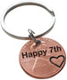 2015 US One Cent Penny Keychain with Engraved "Happy 7th" and Heart Around Year; 7 Year Anniversary Couples Keychain