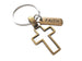 Bronze Cross Keychain with Faith Tag Charm, Religious Keychain