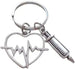 Medical Charm Keychain with Heartbeat Charm & Syringe Charm; Medical Professional Keychain