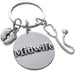 Midwife Keychain, Baby Feet Charm, Stethoscope Charm, and Midwife Disc Charm Keychain, Appreciation Keychain