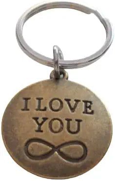 Bronze I Love You Infinity Symbol Disc Charm Keychain - Couples Keychain