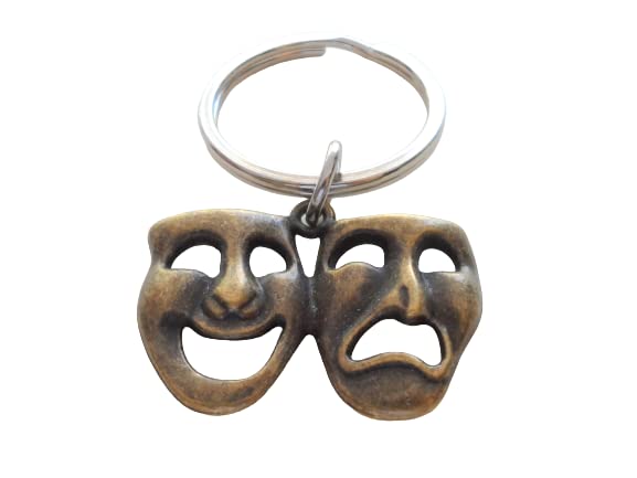 Bronze Theatre Masks Charm Keychain, Mask Charm, Drama Keychain, Graduation Keychain, Actors Keychain