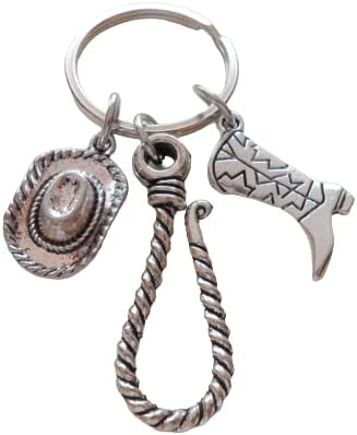 Cowboy Keychain, Cowboy Hat, Cowboy Boot & Rope Charm Keychain