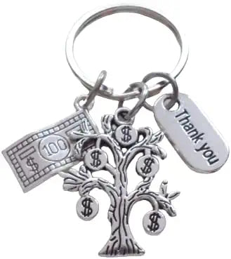 Money Tree Charm Keychain, Accountant or Business Student or Teacher Appreciation Thank You Keychain