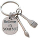 Artist's Keychain, Art Brush Charms & Believe in Yourself Tag Charm