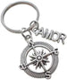 Compass Charm Keychain with Amor Charm, Couples Keychain