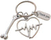 Heartbeat Medical Charm Keychain with Bone Charm; Doctor Office or Hospital Staff Thank you Keychain