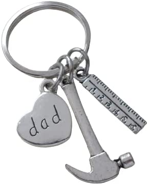 Dad Charm, Ruler Charm, & Hammer Charm Keychain - Thanks for Helping Me Build My Future