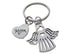 Mom Memorial Keychain, Angel Charm and Mom Heart Charm; My Guardian Angel Keychain