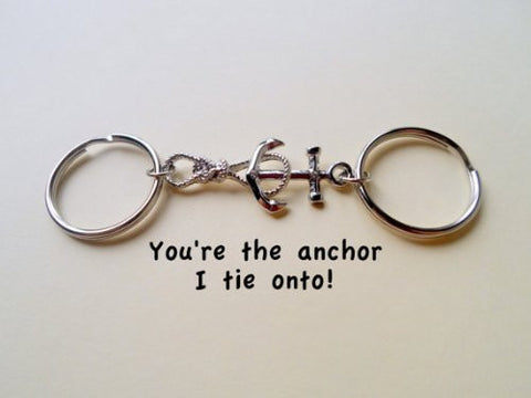 Anchor & Sailor's Knot Keychain Set Custom Engraved- You're The Anchor I Tie Onto; Couples Keychain Set